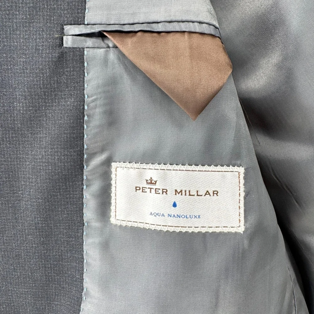Peter Millar Blazer Mens 44T Charcoal Grey Wool Aqua Nanoluxe‎ 2-Button Jacket
